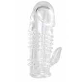 Прозрачная гелевая насадка с шипами и клиторальным отростком - 13 см. - Toyfa Basic - в Сергиевом Посаде купить с доставкой