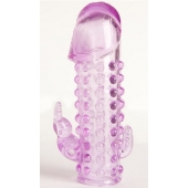 Закрытая фиолетовая насадка с 2 отростками - 13 см. - Toyfa Basic - в Сергиевом Посаде купить с доставкой