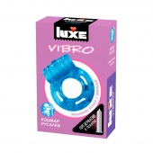 Голубое эрекционное виброкольцо Luxe VIBRO  Кошмар русалки  + презерватив - Luxe - в Сергиевом Посаде купить с доставкой