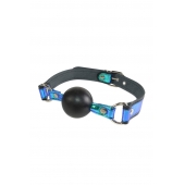 Кляп-шарик на чёрно-синих ремешках - Sitabella - купить с доставкой в Сергиевом Посаде