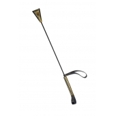 Черно-золотистый стек с хлопушкой из кожи - 62 см. - Sitabella - купить с доставкой в Сергиевом Посаде