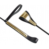 Черно-золотистый стек с хлопушкой из кожи - 62 см. - Sitabella - купить с доставкой в Сергиевом Посаде