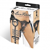 Черные трусики для страпона из патентованной кожи - Lux Fetish - купить с доставкой в Сергиевом Посаде