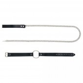 Черный поводок и чокер с кольцом Rada - Rebelts - купить с доставкой в Сергиевом Посаде