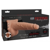 Телесный полый страпон с имитацией эякуляции 7.5  Hollow Squirting Strap-On with Balls Flesh - 21,6 см. - Pipedream - купить с доставкой в Сергиевом Посаде