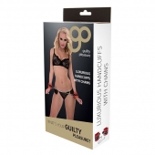 Красно-чёрные наручники на металлической цепочке - Blush Novelties - купить с доставкой в Сергиевом Посаде