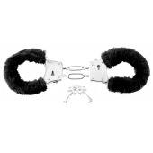 Меховые чёрные наручники Beginner s Furry Cuffs - Pipedream - купить с доставкой в Сергиевом Посаде