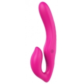 Ярко-розовый безремневой страпон REMOTE DOUBLE DIPPER - 22 см. - Dream Toys - купить с доставкой в Сергиевом Посаде