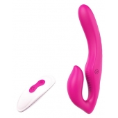 Ярко-розовый безремневой страпон REMOTE DOUBLE DIPPER - 22 см. - Dream Toys - купить с доставкой в Сергиевом Посаде