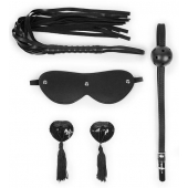 Эротический набор в черном цвете: маска, кляп, пэстисы, плётка - Notabu - купить с доставкой в Сергиевом Посаде