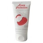 Лубрикант на водной основе с ароматом малины Love Protection Strawberry - 50 мл. - Lola Games - купить с доставкой в Сергиевом Посаде