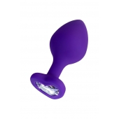 Фиолетовая анальная втулка Diamond Heart с прозрачным кристаллом - 8 см. - ToyFa - купить с доставкой в Сергиевом Посаде