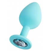 Мятная анальная втулка Brilliant с прозрачным кристаллом - 8 см. - ToyFa - купить с доставкой в Сергиевом Посаде