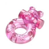 Розовое эрекционное виброкольцо на пенис Pink Bear - Baile - в Сергиевом Посаде купить с доставкой