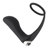Черное эрекционное кольцо с анальной вибропробкой Vibrating Ring   Plug - Orion - в Сергиевом Посаде купить с доставкой