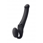 Черный безремневой вибрострапон Silicone Bendable Strap-On M - Strap-on-me - купить с доставкой в Сергиевом Посаде