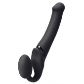Черный безремневой вибрострапон Silicone Bendable Strap-On M - Strap-on-me - купить с доставкой в Сергиевом Посаде