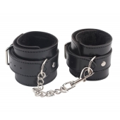 Черные оковы на ноги Obey Me Leather Ankle Cuffs - Chisa - купить с доставкой в Сергиевом Посаде
