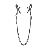Черные зажимы на соски на цепочке BLAZE DELUXE NIPPLE CLAMPS - Dream Toys - купить с доставкой в Сергиевом Посаде