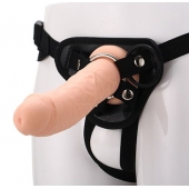 Черные трусики с телесной насадкой STRAP ON REAL DILDO - 21 см. - Dream Toys - купить с доставкой в Сергиевом Посаде