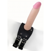 Черный узкий пояс на бедро с телесной насадкой - LOVETOY (А-Полимер) - купить с доставкой в Сергиевом Посаде