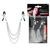 Оригинальные зажимы на соски с тройной цепочкой - Notabu - купить с доставкой в Сергиевом Посаде