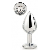 Серебристая анальная втулка с прозрачным кристаллом - 7,1 см. - Dream Toys - купить с доставкой в Сергиевом Посаде