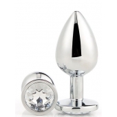 Серебристая анальная втулка с прозрачным кристаллом - 7,1 см. - Dream Toys - купить с доставкой в Сергиевом Посаде