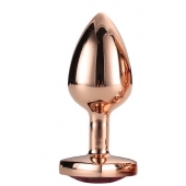 Золотистая анальная втулка с кристаллом-сердечком розового цвета - 7,1 см. - Dream Toys - купить с доставкой в Сергиевом Посаде