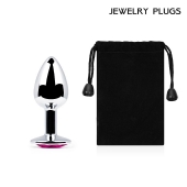 Серебристая анальная пробка с малиновым кристаллом - 7,2 см. - Anal Jewelry Plug - купить с доставкой в Сергиевом Посаде