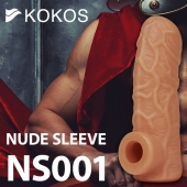 Телесная открытая насадка-реалистик с подхватом мошонки Nude Sleeve M - 12 см. - KOKOS - в Сергиевом Посаде купить с доставкой