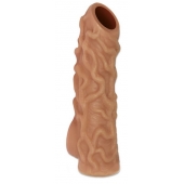 Телесная насадка с венками и открытой головкой Nude Sleeve L - 14 см. - KOKOS - в Сергиевом Посаде купить с доставкой