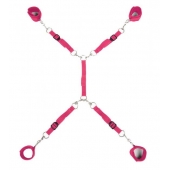 Ярко-розовый набор фиксаций на кровати Classic Bed Spreader - Lux Fetish - купить с доставкой в Сергиевом Посаде