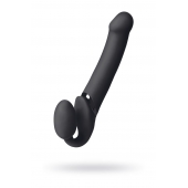 Черный безремневой вибрострапон Vibrating Bendable Strap-On L - Strap-on-me - купить с доставкой в Сергиевом Посаде