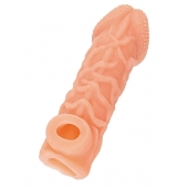 Телесная закрытая насадка с венками Cock Sleeve Size S - 13,8 см. - KOKOS - в Сергиевом Посаде купить с доставкой