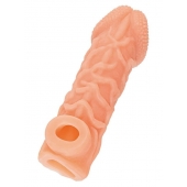 Телесная закрытая насадка с венками Cock Sleeve Size M - 15,6 см. - KOKOS - в Сергиевом Посаде купить с доставкой