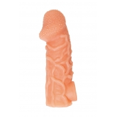 Телесная закрытая насадка с венками Cock Sleeve Size L - 17,6 см. - KOKOS - в Сергиевом Посаде купить с доставкой