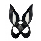 Черная маска зайки с белым мехом на ушках Miss Bunny - БДСМ Арсенал - купить с доставкой в Сергиевом Посаде