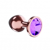 Пробка цвета розового золота с фиолетовым кристаллом Diamond Amethyst Shine S - 7,2 см. - Lola Games - купить с доставкой в Сергиевом Посаде