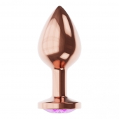 Пробка цвета розового золота с фиолетовым кристаллом Diamond Amethyst Shine S - 7,2 см. - Lola Games - купить с доставкой в Сергиевом Посаде