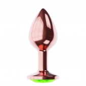 Пробка цвета розового золота с лаймовым кристаллом Diamond Emerald Shine S - 7,2 см. - Lola Games - купить с доставкой в Сергиевом Посаде