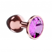 Пробка цвета розового золота с лиловым кристаллом Diamond Quartz Shine L - 8,3 см. - Lola Games - купить с доставкой в Сергиевом Посаде