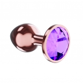 Пробка цвета розового золота с фиолетовым кристаллом Diamond Amethyst Shine L - 8,3 см. - Lola Games - купить с доставкой в Сергиевом Посаде
