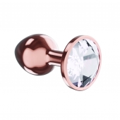 Пробка цвета розового золота с прозрачным кристаллом Diamond Moonstone Shine L - 8,3 см. - Lola Games - купить с доставкой в Сергиевом Посаде