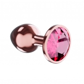 Пробка цвета розового золота с малиновым кристаллом Diamond Ruby Shine L - 8,3 см. - Lola Games - купить с доставкой в Сергиевом Посаде