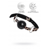 Черный кляп-шар на леопардовых ремешках Anonymo - ToyFa - купить с доставкой в Сергиевом Посаде