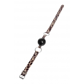 Черный кляп-шар на леопардовых ремешках Anonymo - ToyFa - купить с доставкой в Сергиевом Посаде