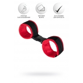 Красно-черные велюровые наручники Anonymo - ToyFa - купить с доставкой в Сергиевом Посаде