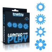 Набор из 4 голубых, светящихся в темноте эрекционных колец Lumino Play - Lovetoy - в Сергиевом Посаде купить с доставкой