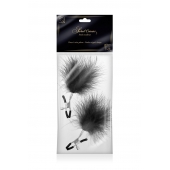 Зажимы на соски с черными пуховыми кисточками Sweet Caress Feather Nipple Clumps - Sweet Caress - купить с доставкой в Сергиевом Посаде